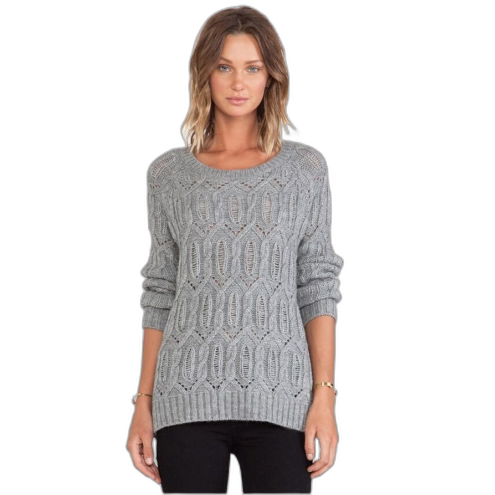 EUC 360 Sweater Salem Merino Wool Alpaca Cable Knit Gray Sweater Sz Med